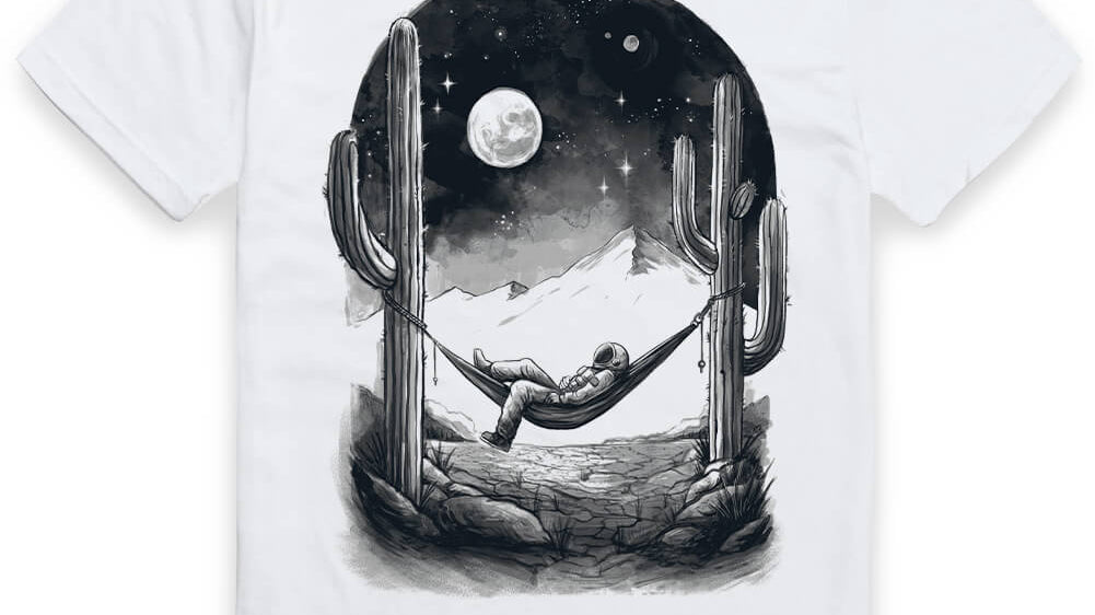 INTO THE AM Infinite Gaze men's graphic tee in white