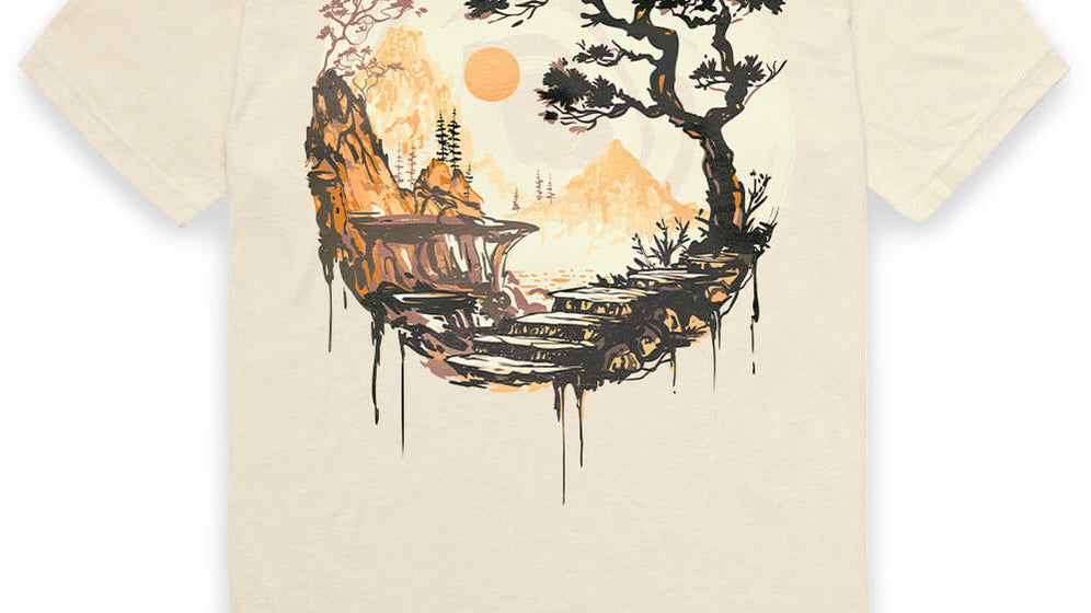 INTO THE AM Zen Ridge soft graphic tee for men in Suede Natural