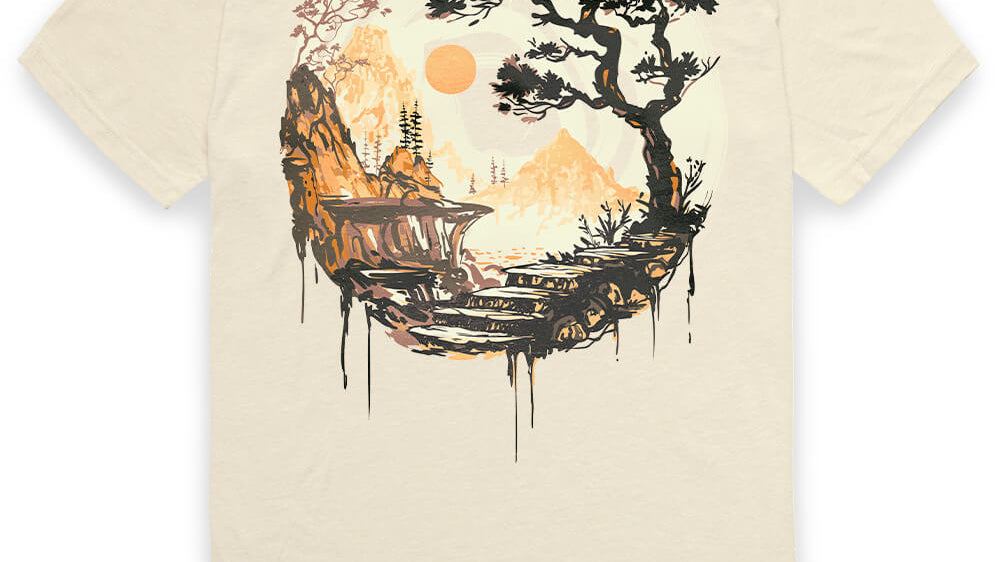 INTO THE AM Zen Ridge graphic tee in suede natural