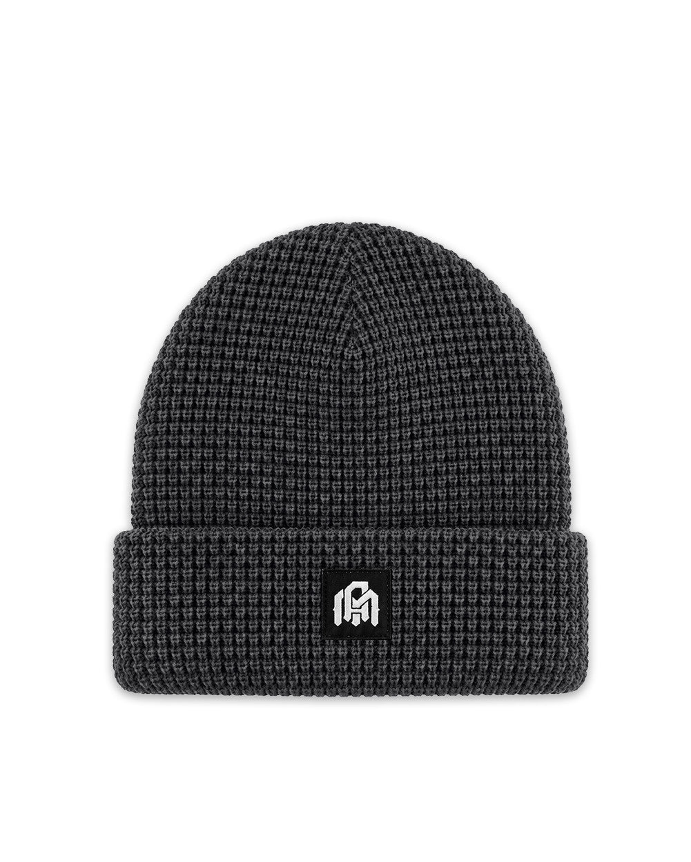 Waffle Knit Beanie-Charcoal-Regular-Mock