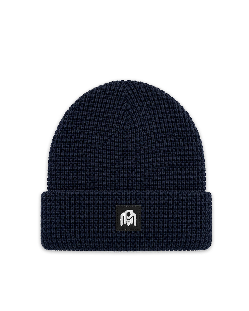 Waffle Knit Beanie-Navy-Regular-Mock