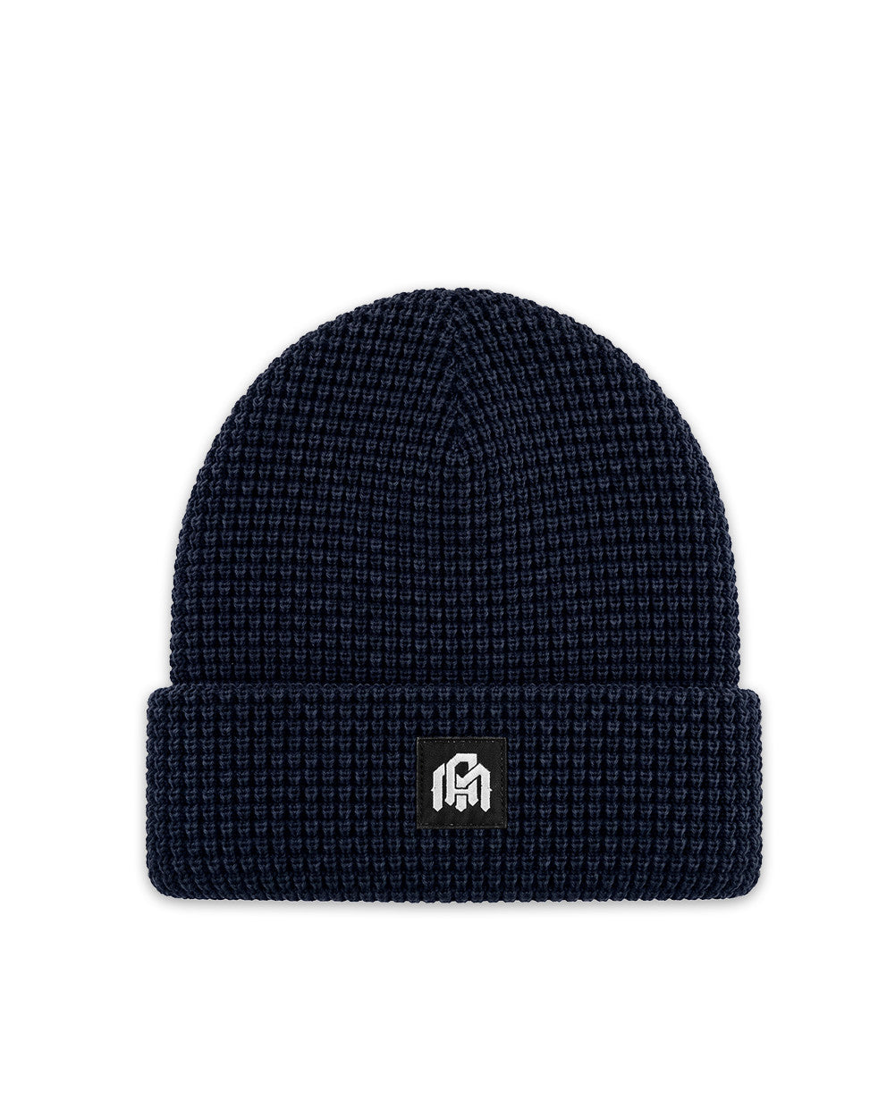 Waffle Knit Beanie-Navy-Regular-Mock