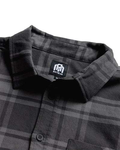 Fairbanks Flannel-Charcoal Two-Color Plaid-Regular-Detail--Model---L