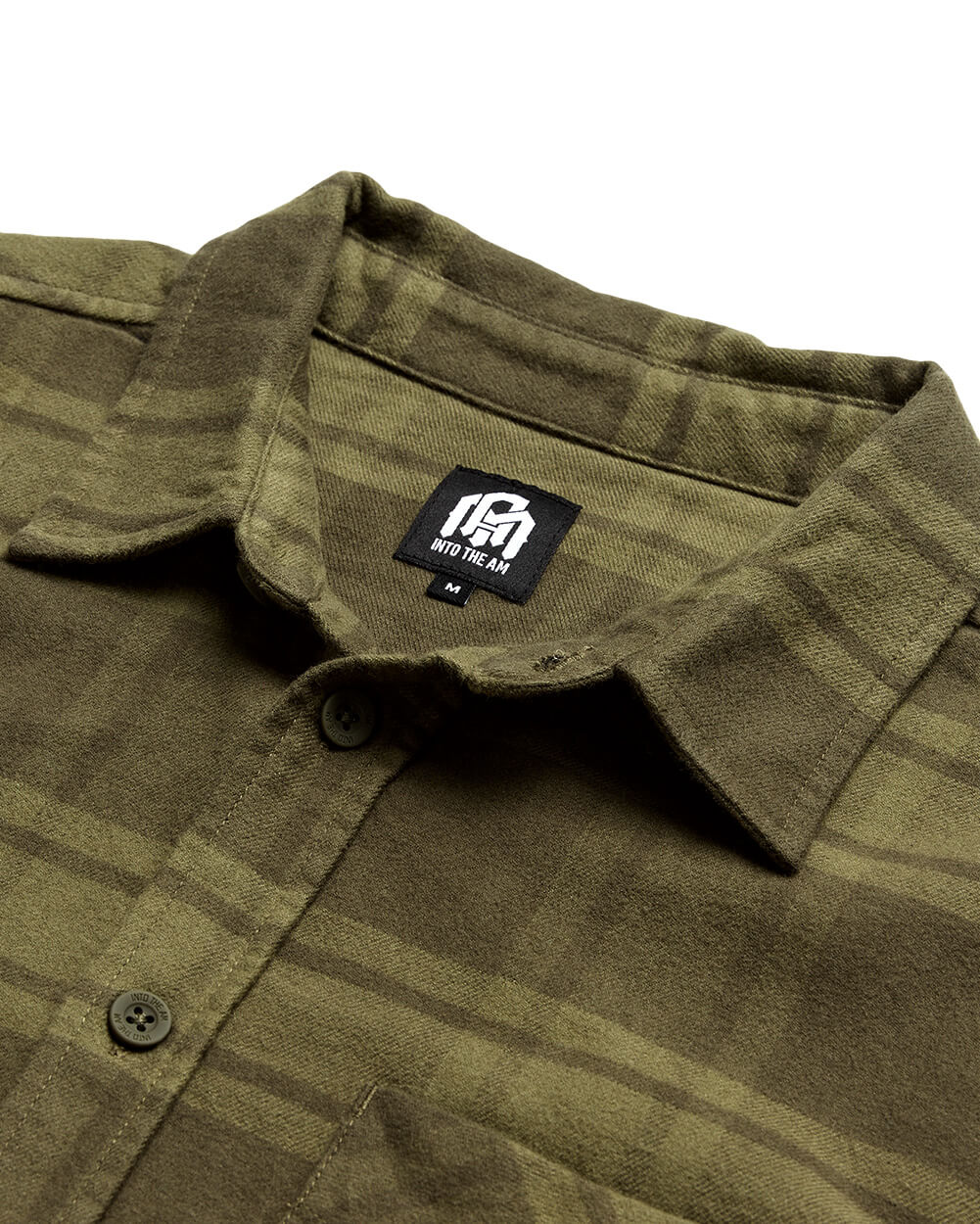 Fairbanks Flannel-Dark Olive-Regular-Detail--Model---L