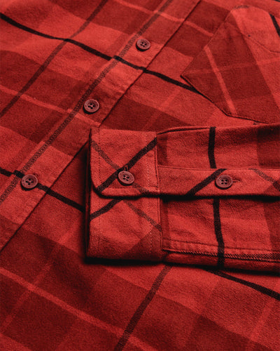 Fairbanks Flannel-Dark Red-Regular-Detail--Model---L