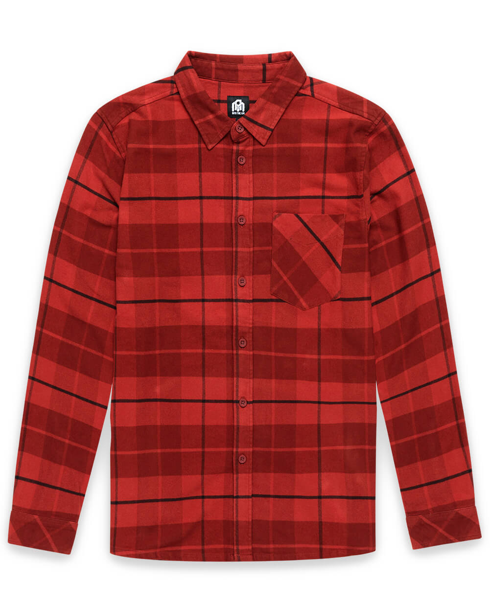 Fairbanks Flannel-Dark Red-Regular-Mock--Model---L