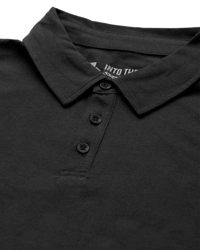 Long Sleeve Polo - Non-Branded-Black-Regular-Detail--Model---L