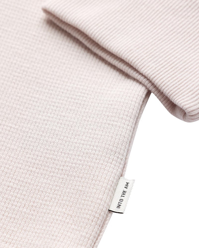 Long Sleeve Waffle Knit Crew - Non-Branded-Beige-Regular-Detail--Model---L