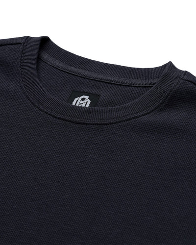 Long Sleeve Waffle Knit Crew - Non-Branded-Charcoal-Regular-Detail--Model---L