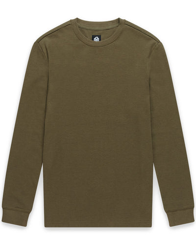 Long Sleeve Waffle Knit Crew - Non-Branded-Olive Green-Regular-Mock--Zac---L