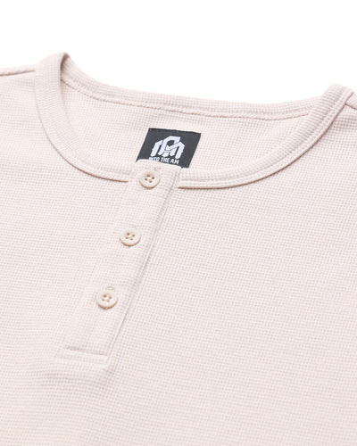 Long Sleeve Waffle Knit Henley-Beige-Full--Model---M-Regular