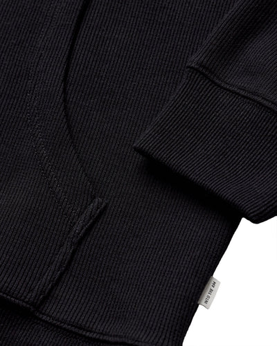 Waffle Knit Pullover Hoodie - Non-Branded-Black-Regular-Detail--Zac---L