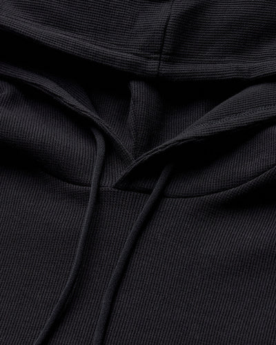 Waffle Knit Pullover Hoodie - Non-Branded-Black-Regular-Detail2--Zac---L
