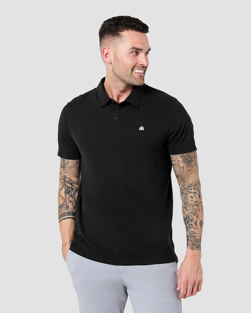 Polo-Black-Regular-Front--Model---M