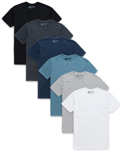 6 Pack Basic Tee - Non-Branded-Black/Charcoal/Dark Heather Gray/Indigo/Midnight Navy/White-Ragular-Mock--Model---L