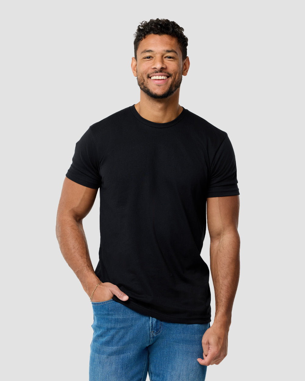 Basic Tee - Non-Branded-Black-Tall-Regular-Front--Model---M