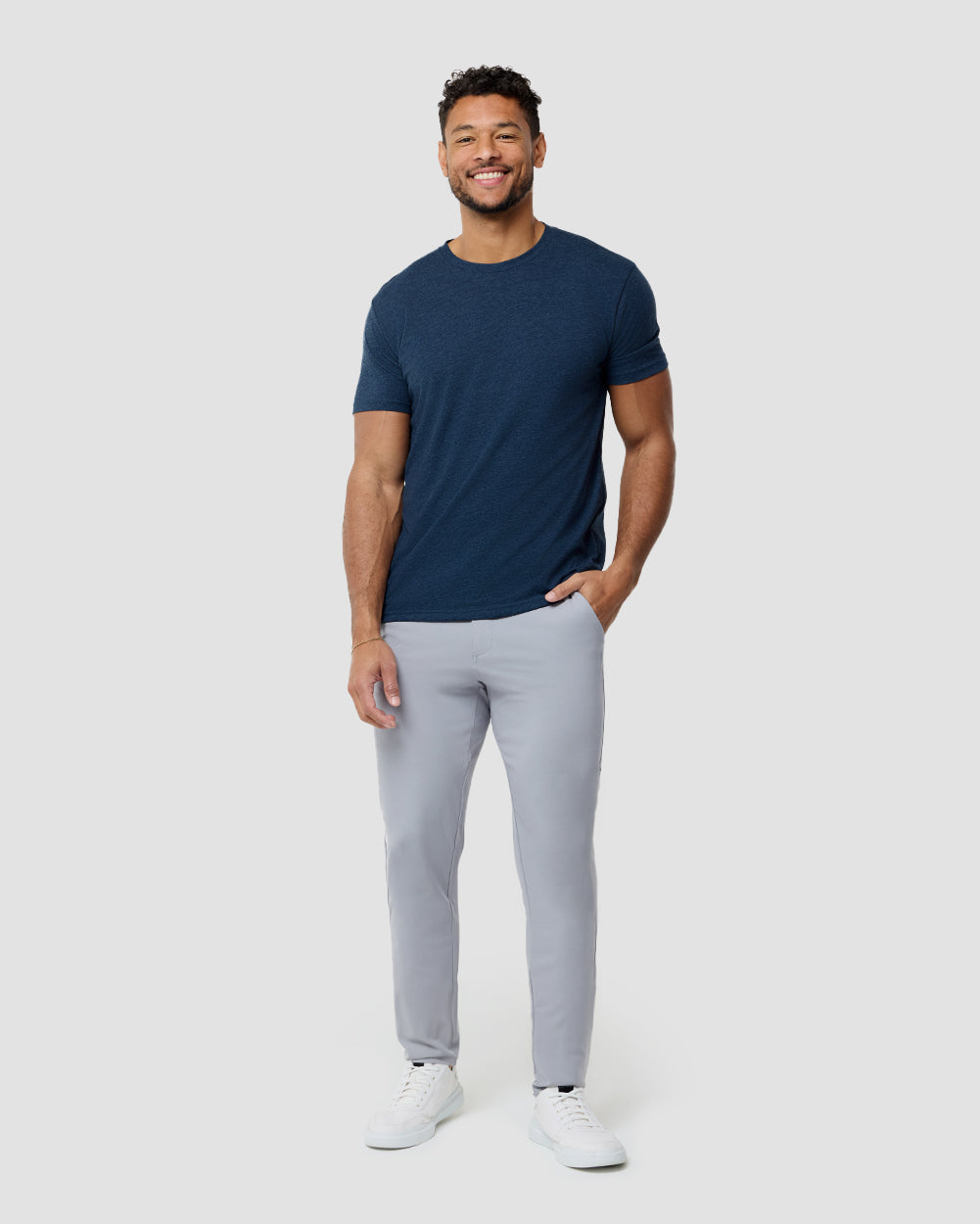 Basic Tee - No Logo-Navy-Reg-Regular-Full--Model---L