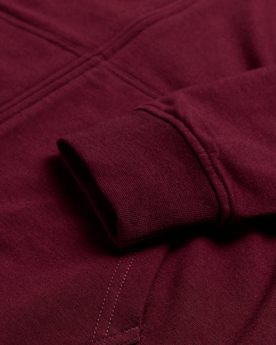 Zip-Up Hoodie - Non-Branded-Dark Maroon-Regular-Detail--Model---L