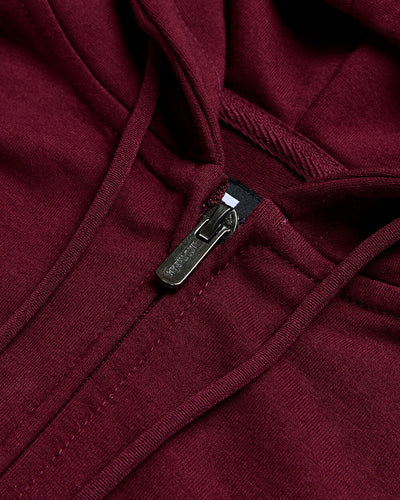 Zip-Up Hoodie - Non-Branded-Dark Maroon-Regular-Detail--Model---L