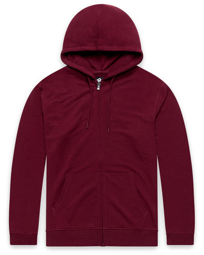 Zip-Up Hoodie - Non-Branded-Dark Maroon-Regular-Mock--Model---L