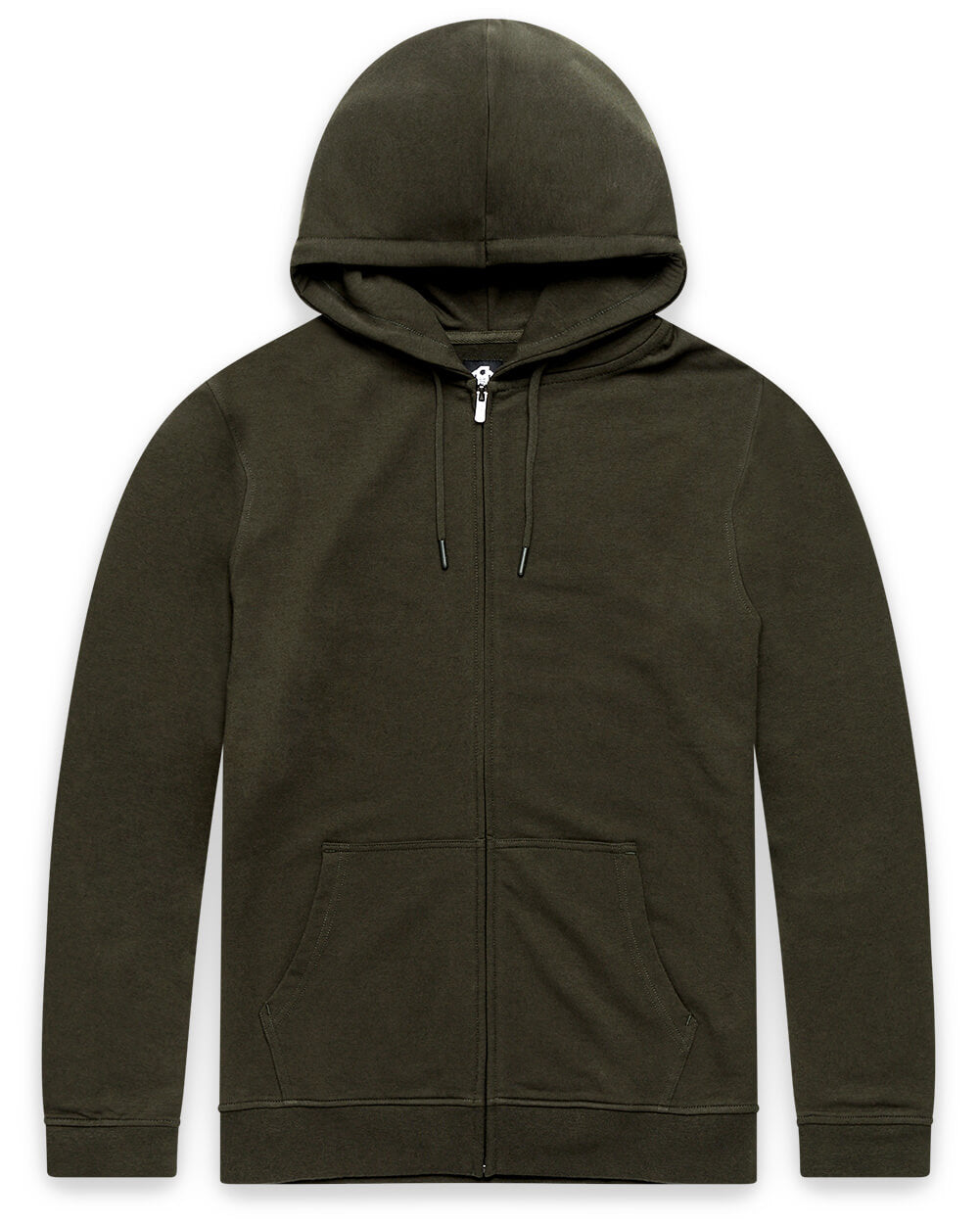 Zip-Up Hoodie - Non-Branded-Midnight Olive-Regular-Mock--Model---L