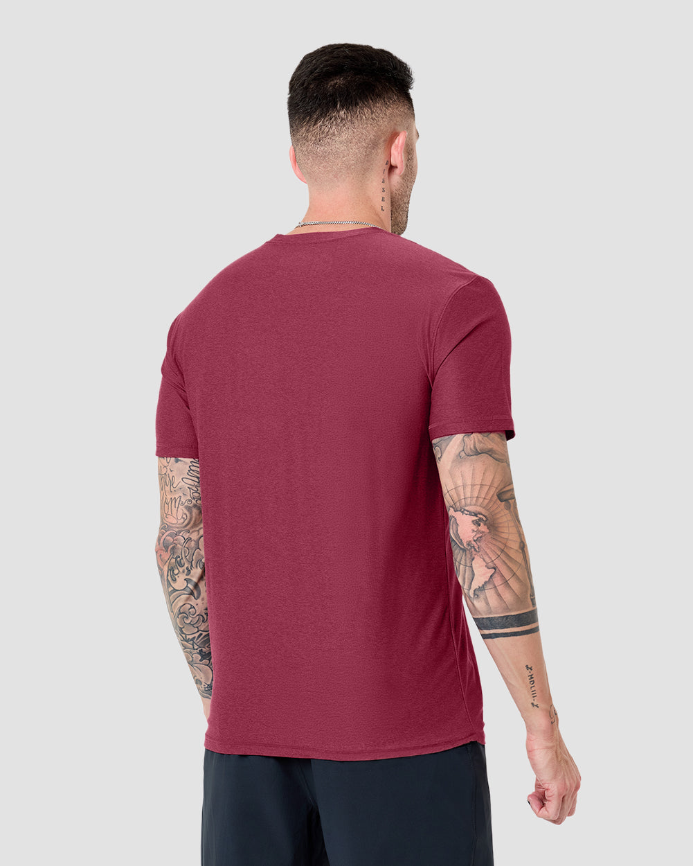 Active Tee-Maroon-Reg-Regular-Back--Model---L