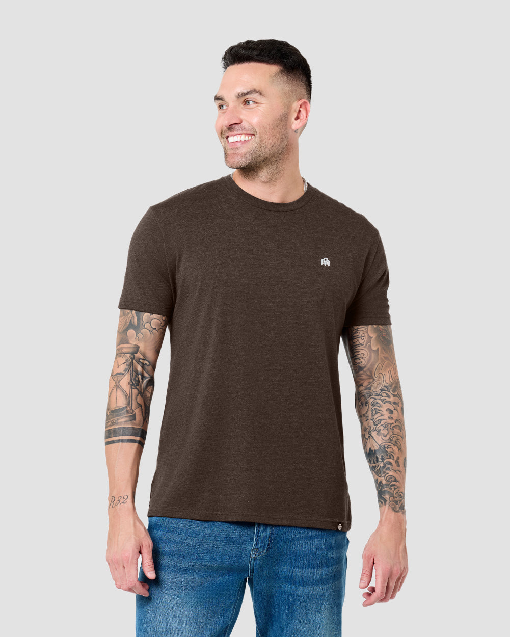Basic Tee - Branded-Brown-Tall-Regular-Front--Model---L