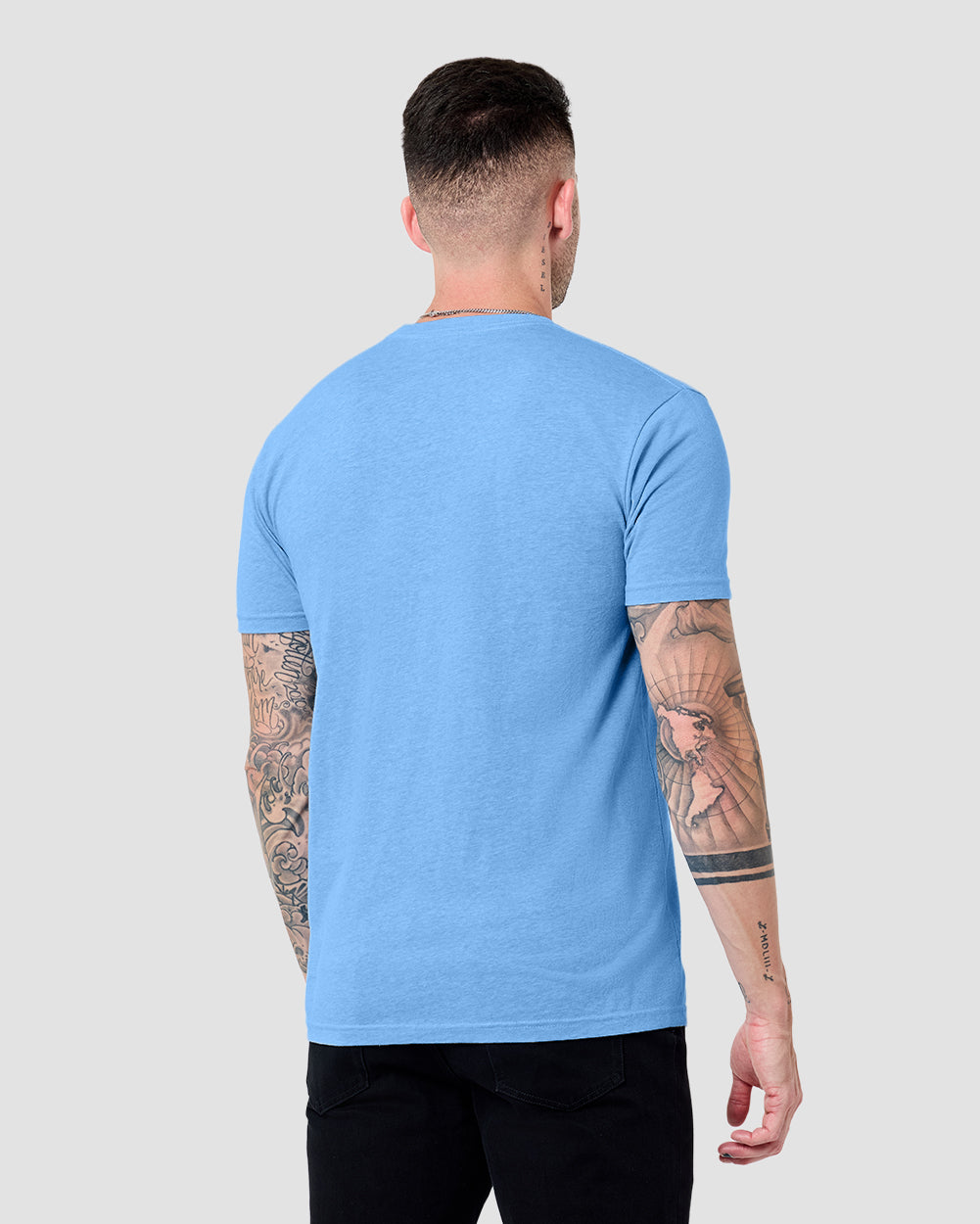 Basic Tee - Branded-Heather Columbia Blue-Tall-Regular-Back--Model---L
