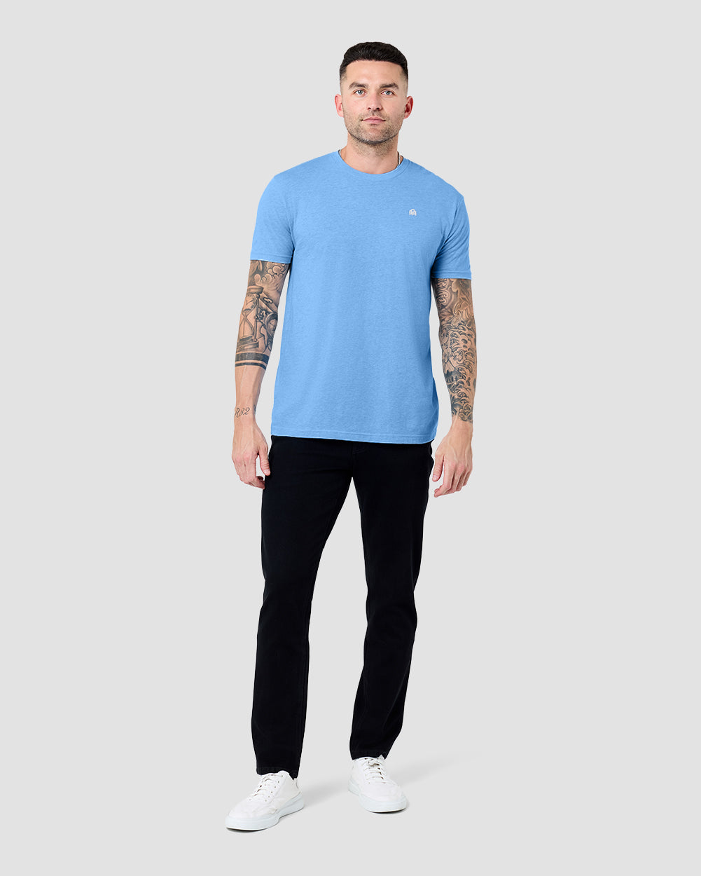Basic Tee - Branded-Heather Columbia Blue-Tall-Regular-Full--Model---L