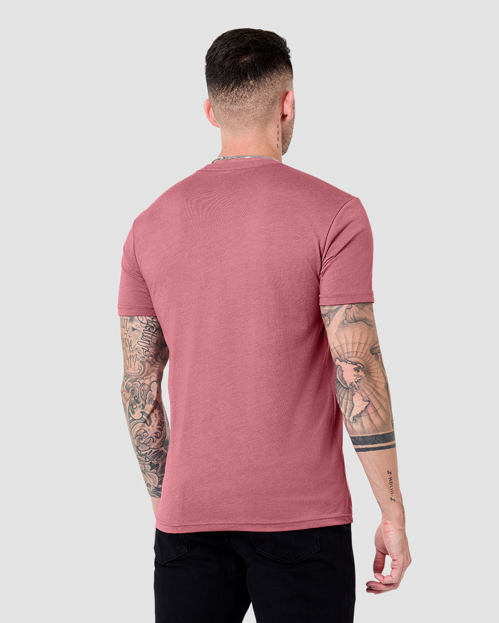 Basic Tee - Branded-Heather Mauve-Reg-Regular-Back--Model---L