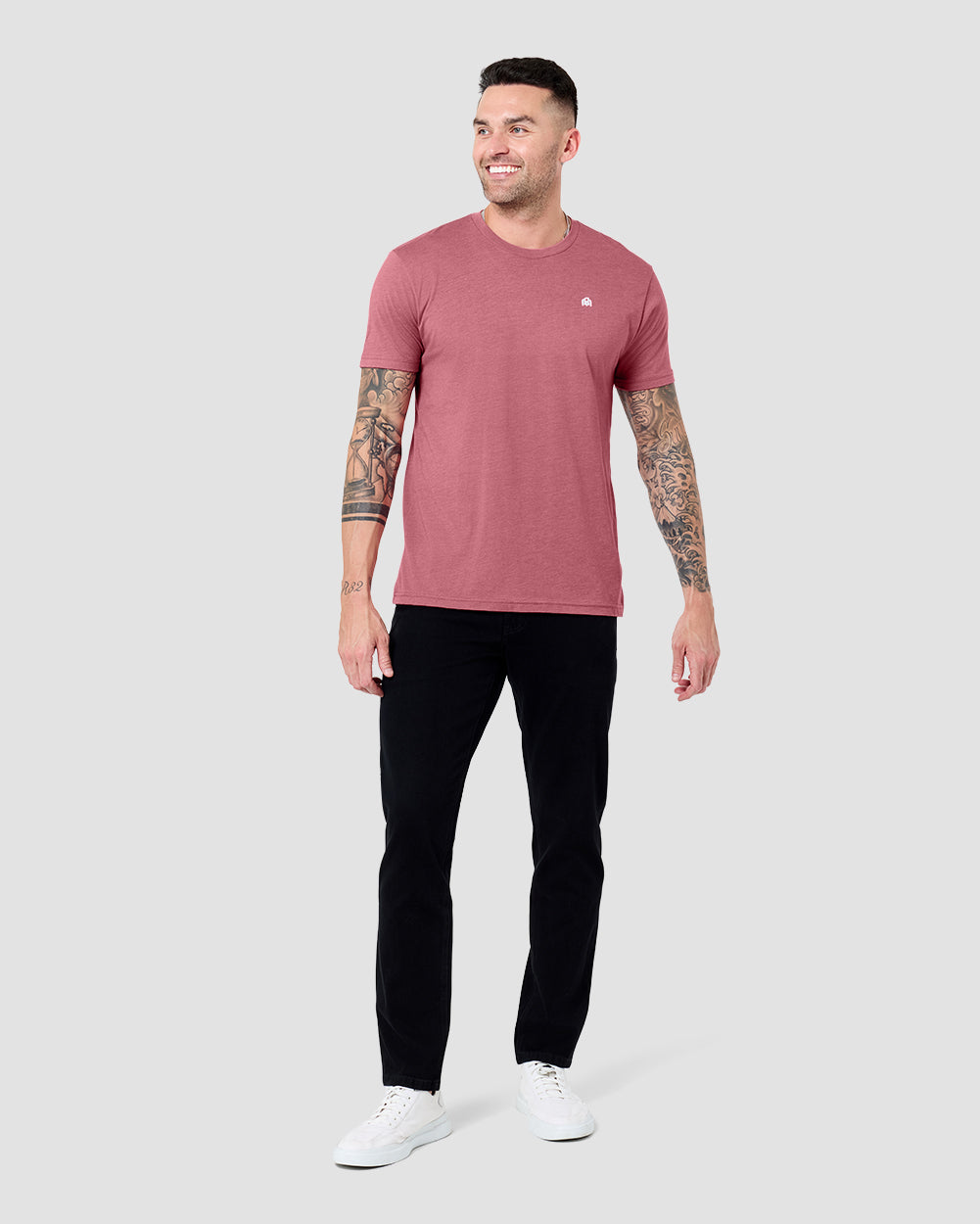 Basic Tee - Branded-Heather Mauve-Reg-Regular-Full--Model---L