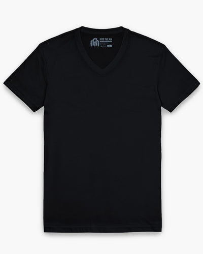 V-Neck Tee - Non-Branded-Black-Regular-Mock--Model---L