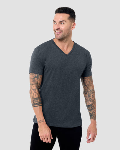V-Neck Tee - Non-Branded-Charcoal-Tall-Regular-Front--Model---L