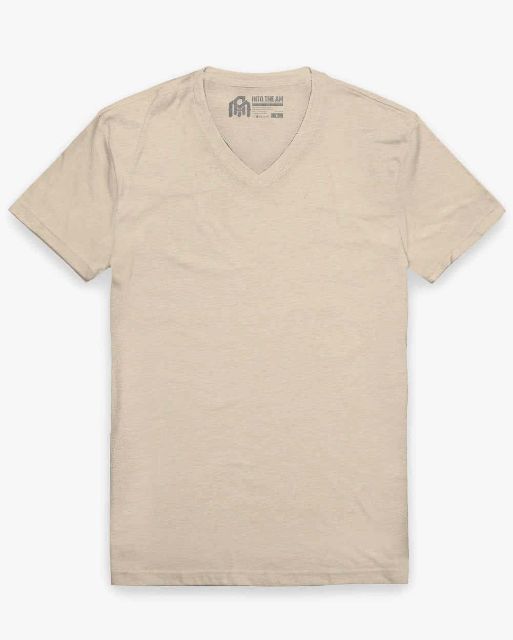 V-Neck Tee - Non-Branded-Cream-Regular-Mock--Model---L