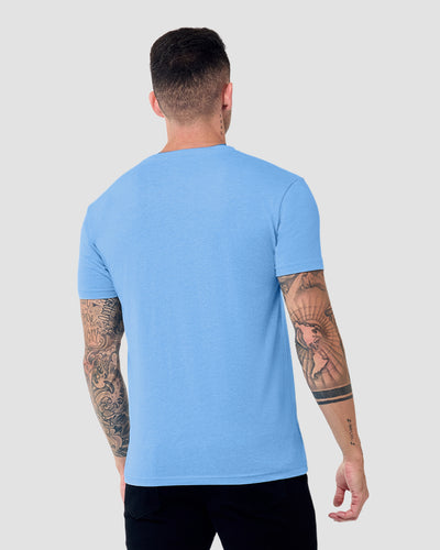 V-Neck Tee - Non-Branded-Heather Columbia Blue-Reg-Regular-Back--Model---L