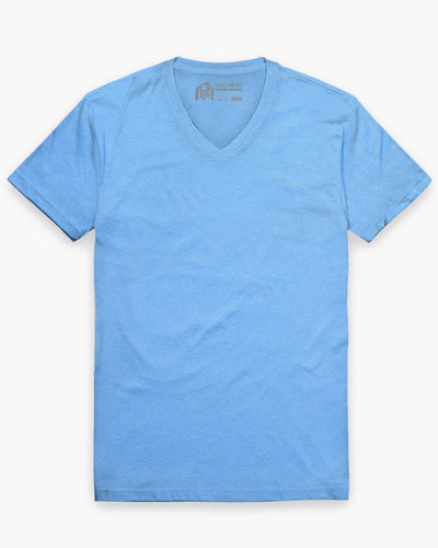 V-Neck Tee - Non-Branded-Heather Columbia Blue-Reg-Regular-Mock--Model---L