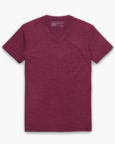 V-Neck Tee - Non-Branded-Maroon-Reg-Regular-Mock--Model---L
