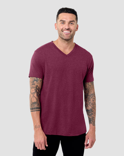 V-Neck Tee - Non-Branded-Maroon-Reg-Regular-Front--Model---L