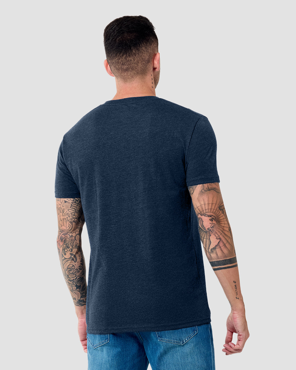 V-Neck Tee - Non-Branded-Navy-Reg-Regular-Back--Model---L