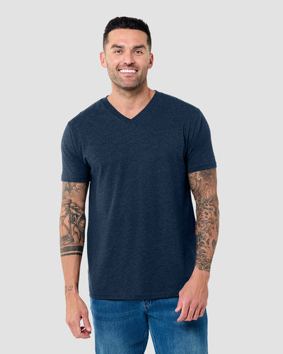 V-Neck Tee - Non-Branded-Navy-Tall-Regular-Front--Model---L