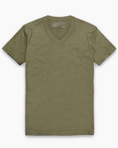 V-Neck Tee - Non-Branded-Olive Green-Regular-Mock--Model---L