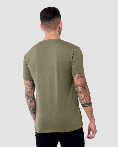 V-Neck Tee - Non-Branded-Olive Green-Reg-Regular-Back--Model---L