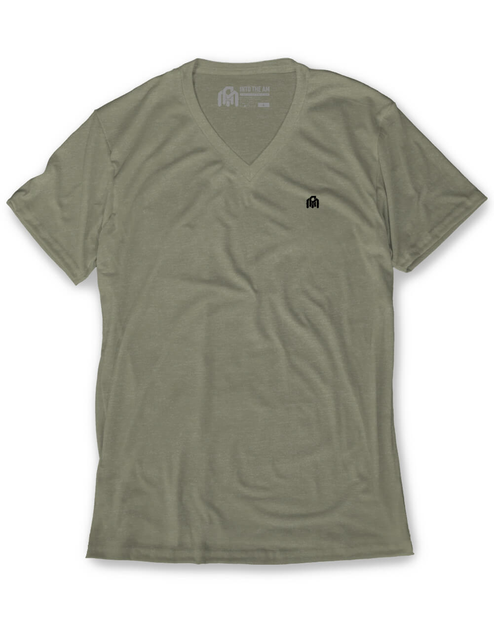 V-Neck Tee - Branded-Warm Grey-Regular-Mock--Model---L
