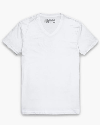 V-Neck Tee - Non-Branded-White-Regular-Mock--Model---L