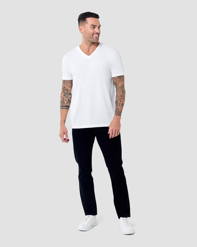 V-Neck Tee - Non-Branded-White-Reg-Regular-Full--Model---L