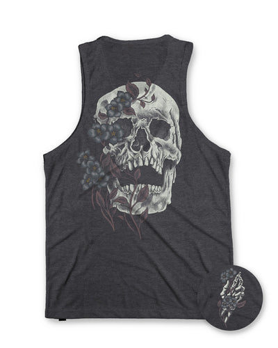 Bone Blossom Tank-Charcoal-Regular-Mock--Model---L