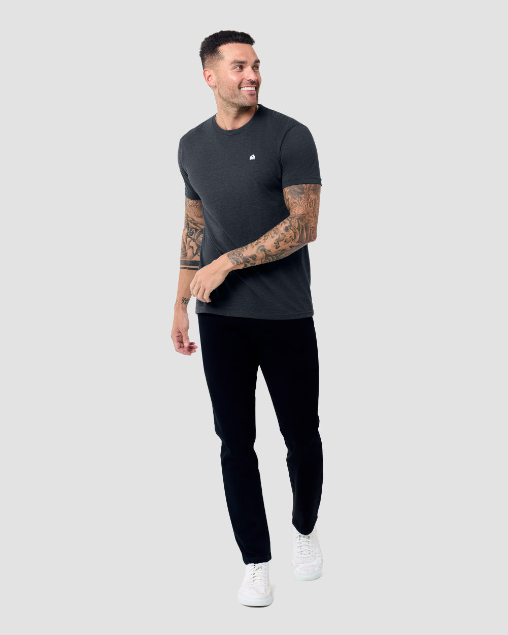 Basic Tee - Branded-Charcoal-Tall-Regular-Full--Model---L