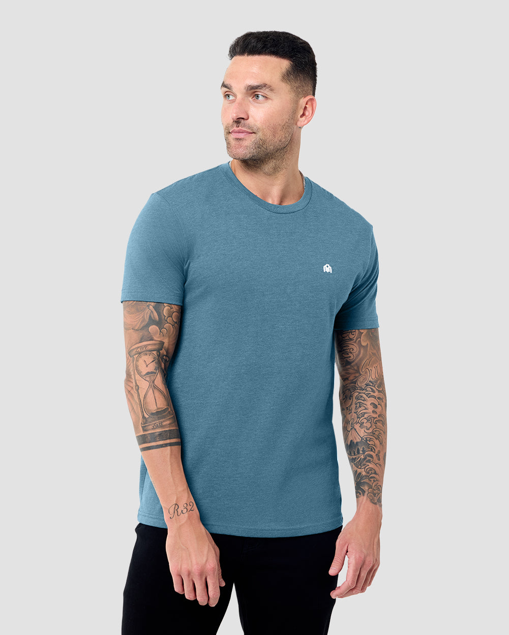Basic Tee - Branded-Indigo-Reg-Regular-Front--Model---L