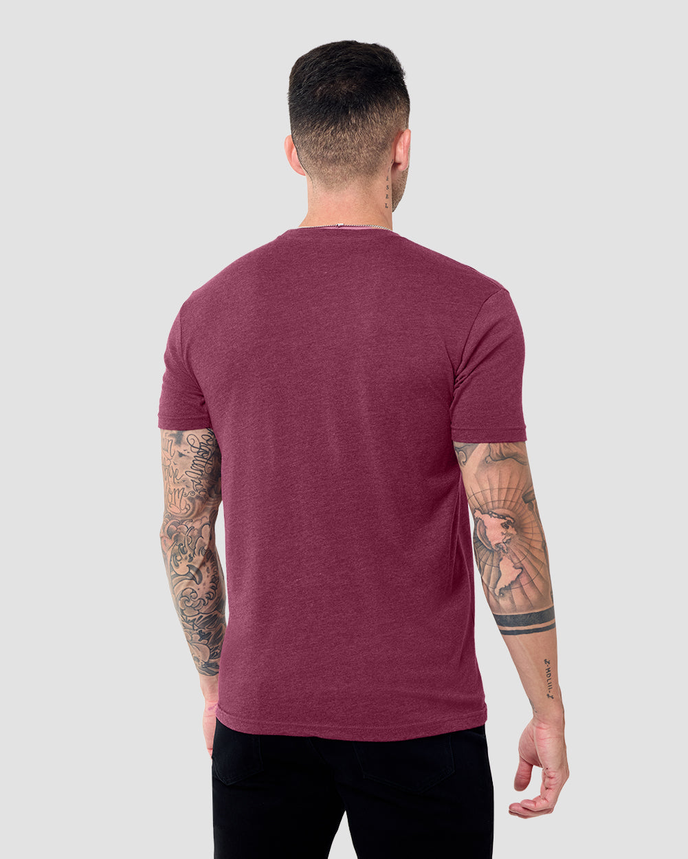 Basic Tee - Branded-Heather Maroon-Regular-Back--Model---L