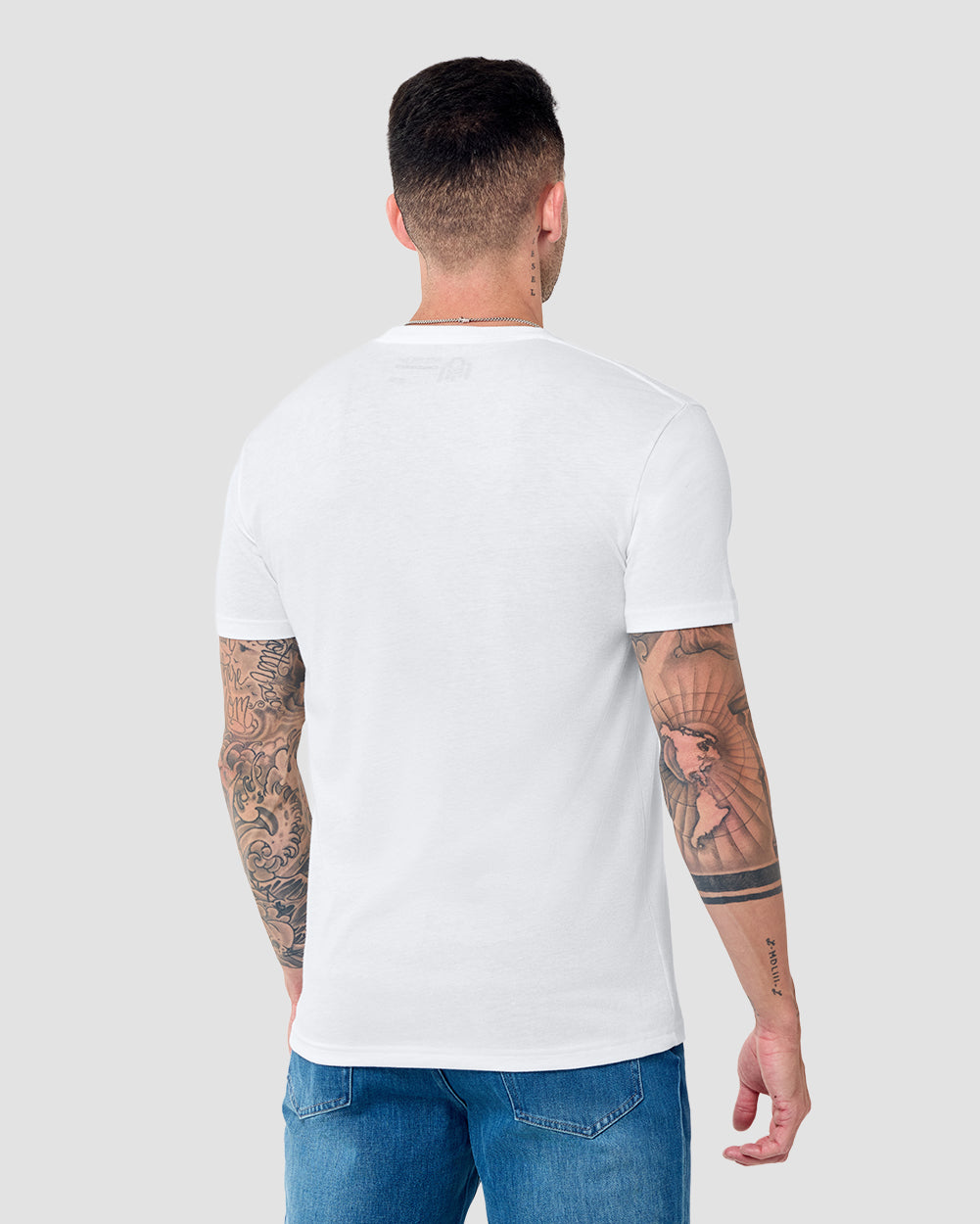 Basic Tee - Branded-White-Tall-Regular-Back--Model---L